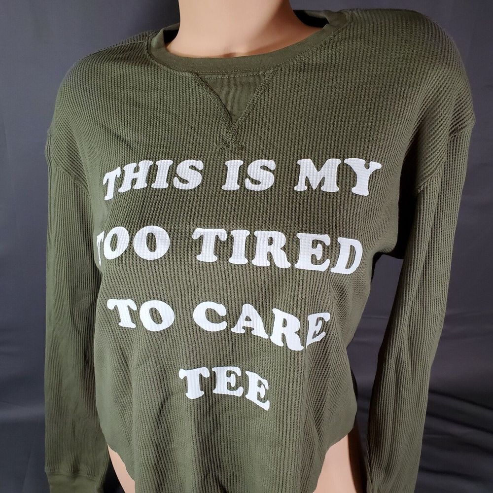 Love Tribe Juniors Top  Womens Medium Long Sleeve Green Crew Neck Thermal Shirt